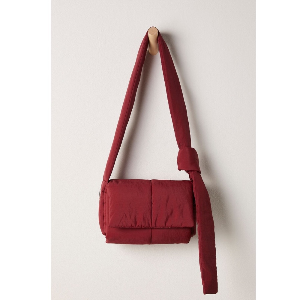 NWT Free People FP Movement Puffy Muff Crossbody Nylon Winterberry Cranberry